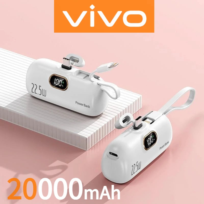 VIVO Capsule Power Bank – 30000mAh Fast-Charge Portable Mini Charger with Digital LED Display
