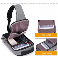 Anti-theft USB charging chest bag- Dark Gray (Fast U.S. Shipping!)