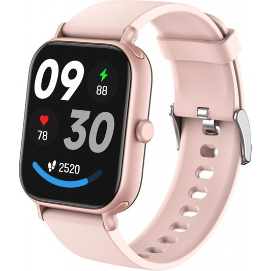 Smartwatch with a pink band on a white background