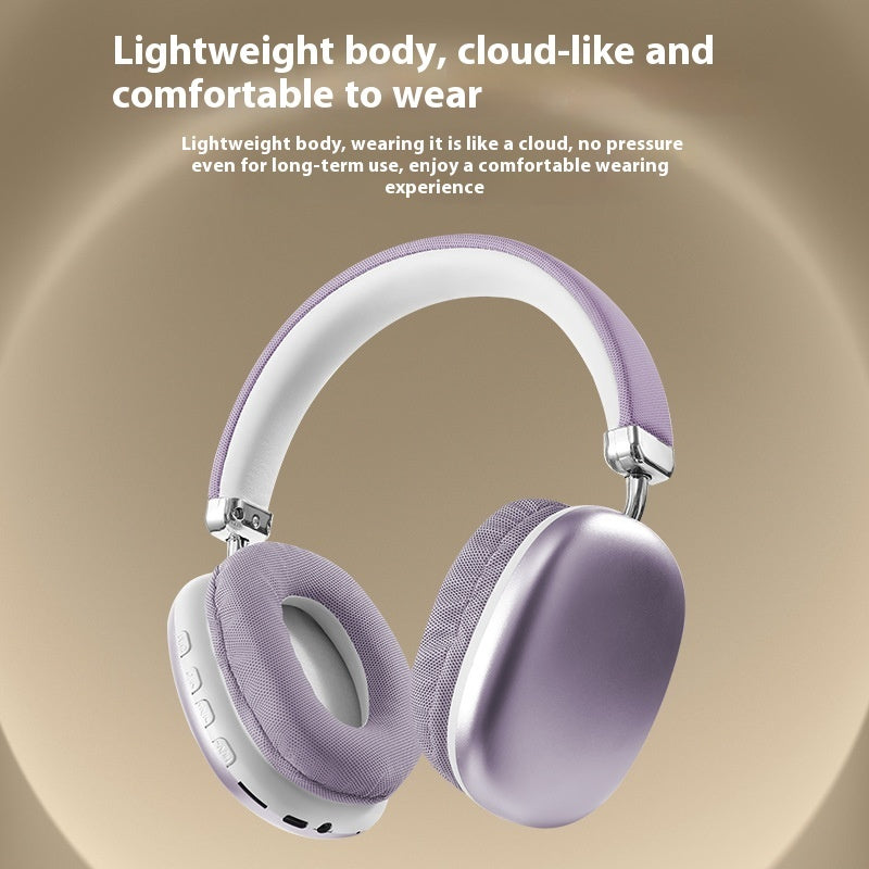Purple headphones with text about comfort on a beige background. Lynda Kay's Shop