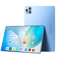 “Slim 10-inch Android tablet with camera setup shown in a purple/blue finish.”