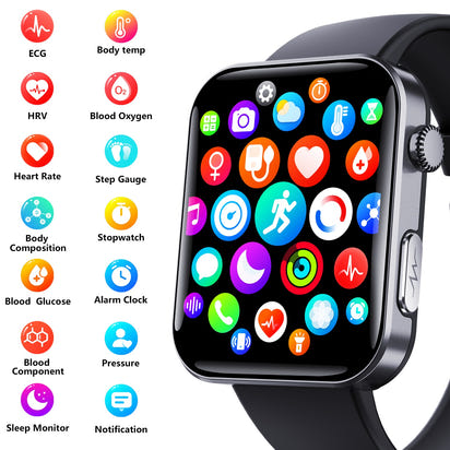 2025 Smart Health Tracker 2-in1 Smartwatch-Fitness, Heart Rate & Message Reminder