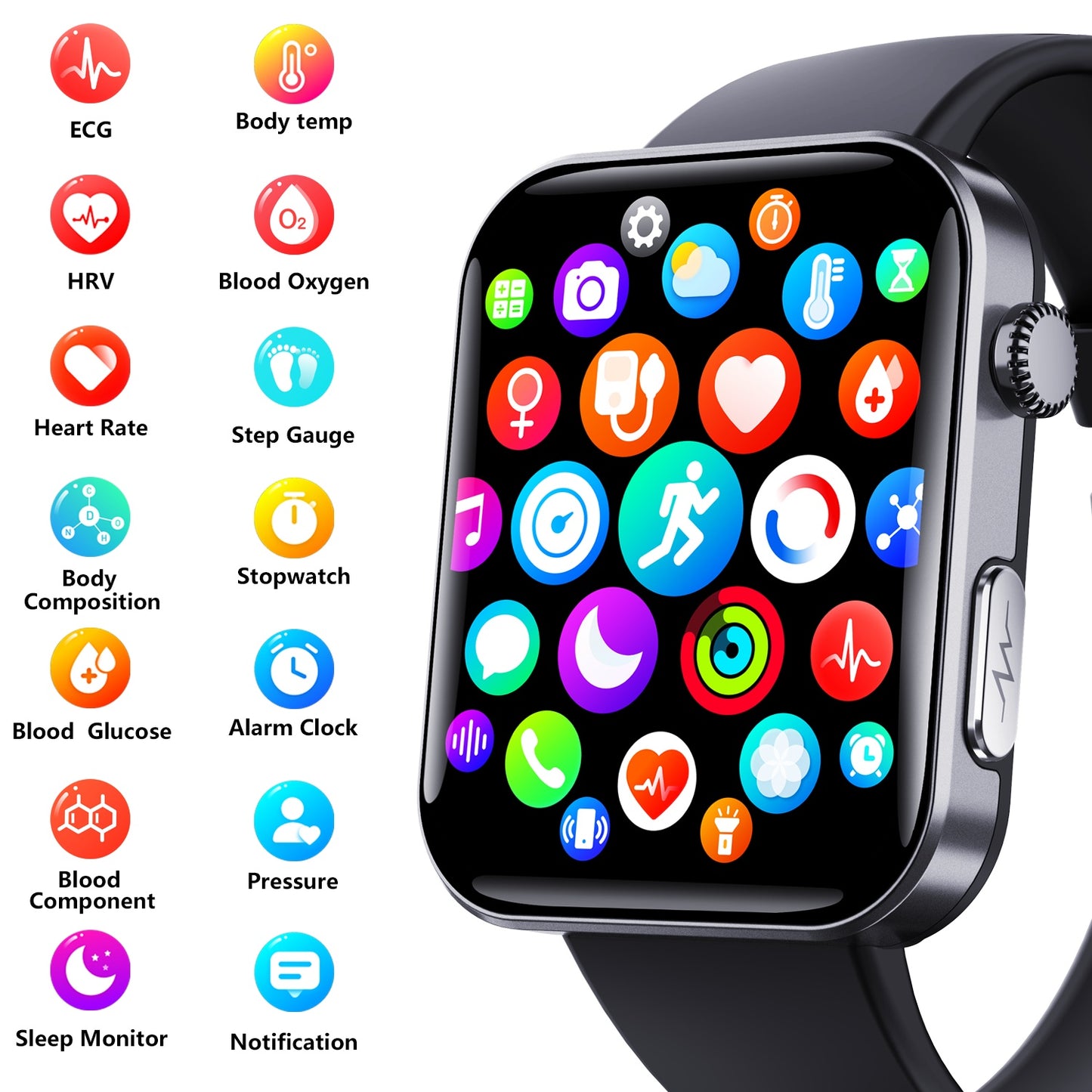 2025 Smart Health Tracker 2-in1 Smartwatch-Fitness, Heart Rate & Message Reminder