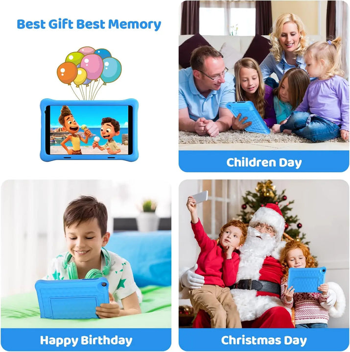 Children using Android tablet for educational games and learning apps