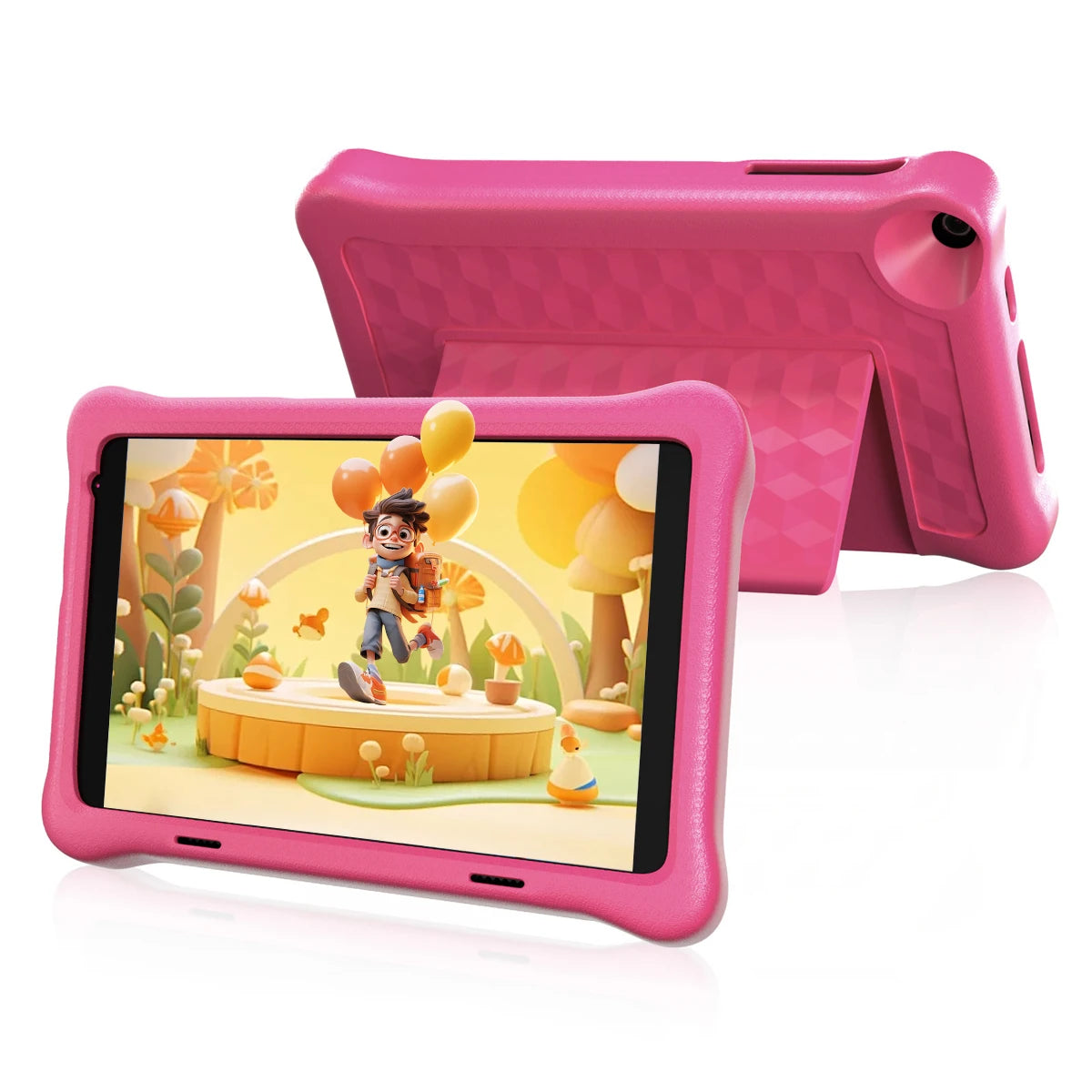 Pink kids Android learning tablet with protective shockproof case