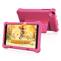 Pink kids Android learning tablet with protective shockproof case