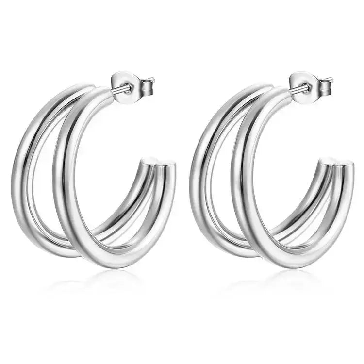 Elegant Double Hoop Earrings – Gold & Silver