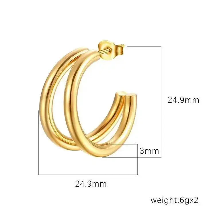 Elegant Double Hoop Earrings – Gold & Silver