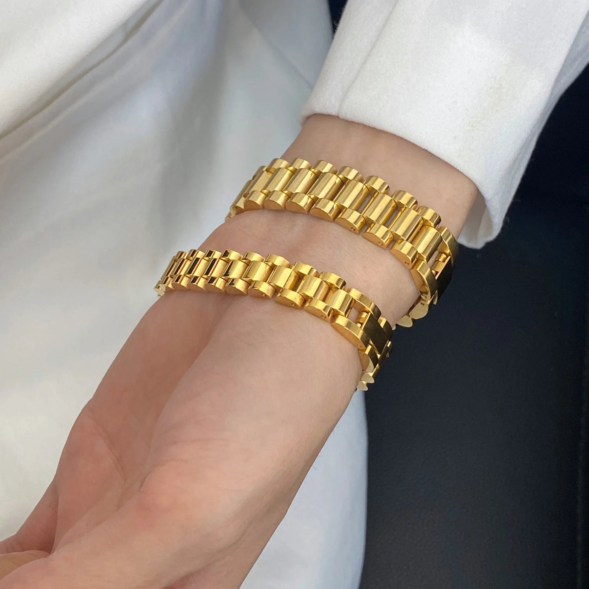 18K gold-plated stainless steel link bracelet