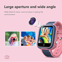 Smartwatch with camera lens on a pink background, showing photos taken by the camera.