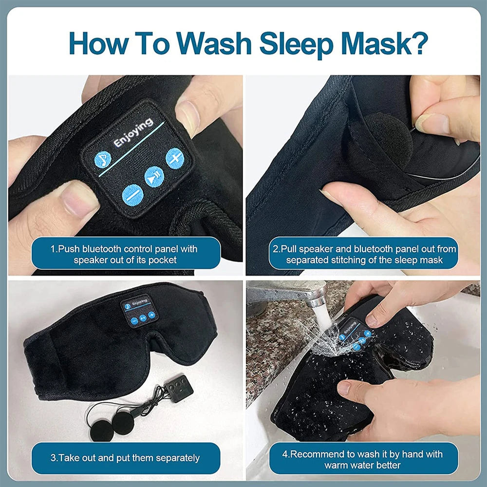 “Sleep headband with built-in speakers and breathable fabric”