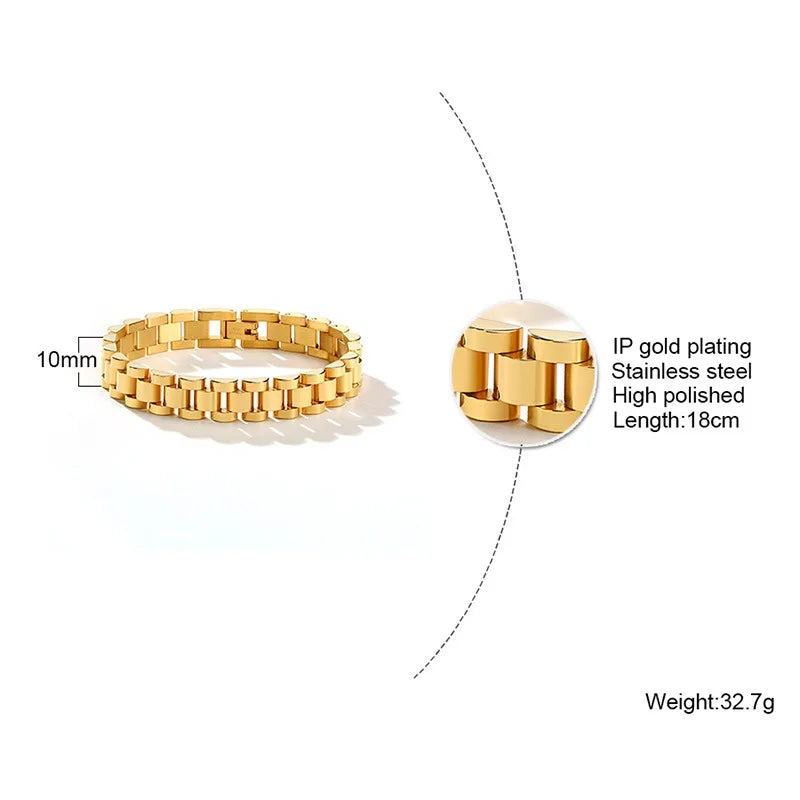 18K gold-plated stainless steel link bracelet with 18cm length detail