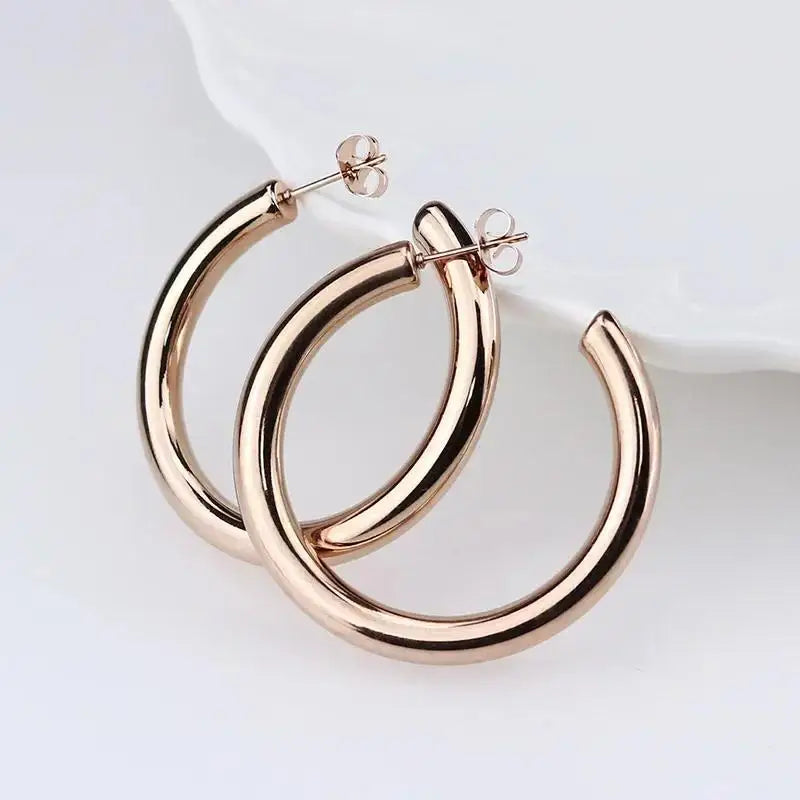 Rose gold 18K gold plated thick hoop earrings