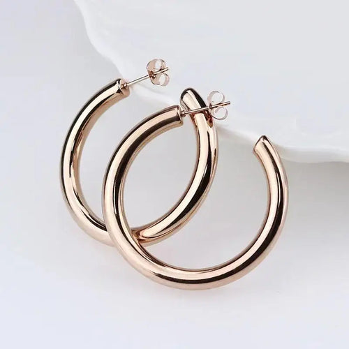 Rose gold 18K gold plated thick hoop earrings
