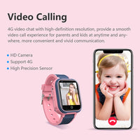 Smartwatch and smartphone displaying video call feature with a child on a pink background