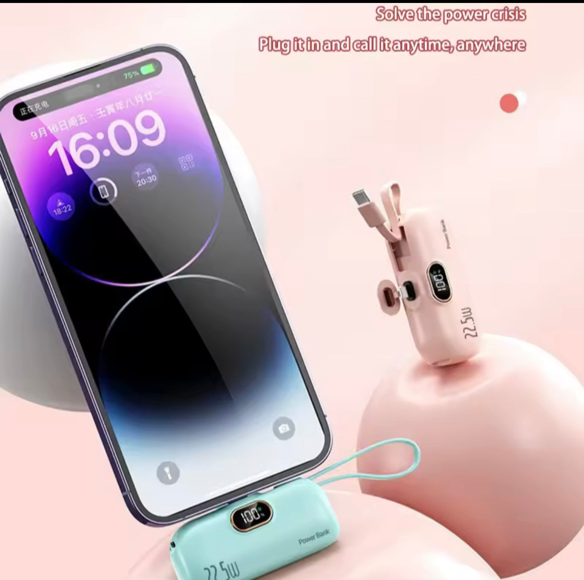Mini portable power bank with lanyard and LED display – Lynda Kay’s Shop