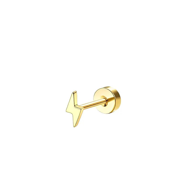 Gold earring with a star design on a white background