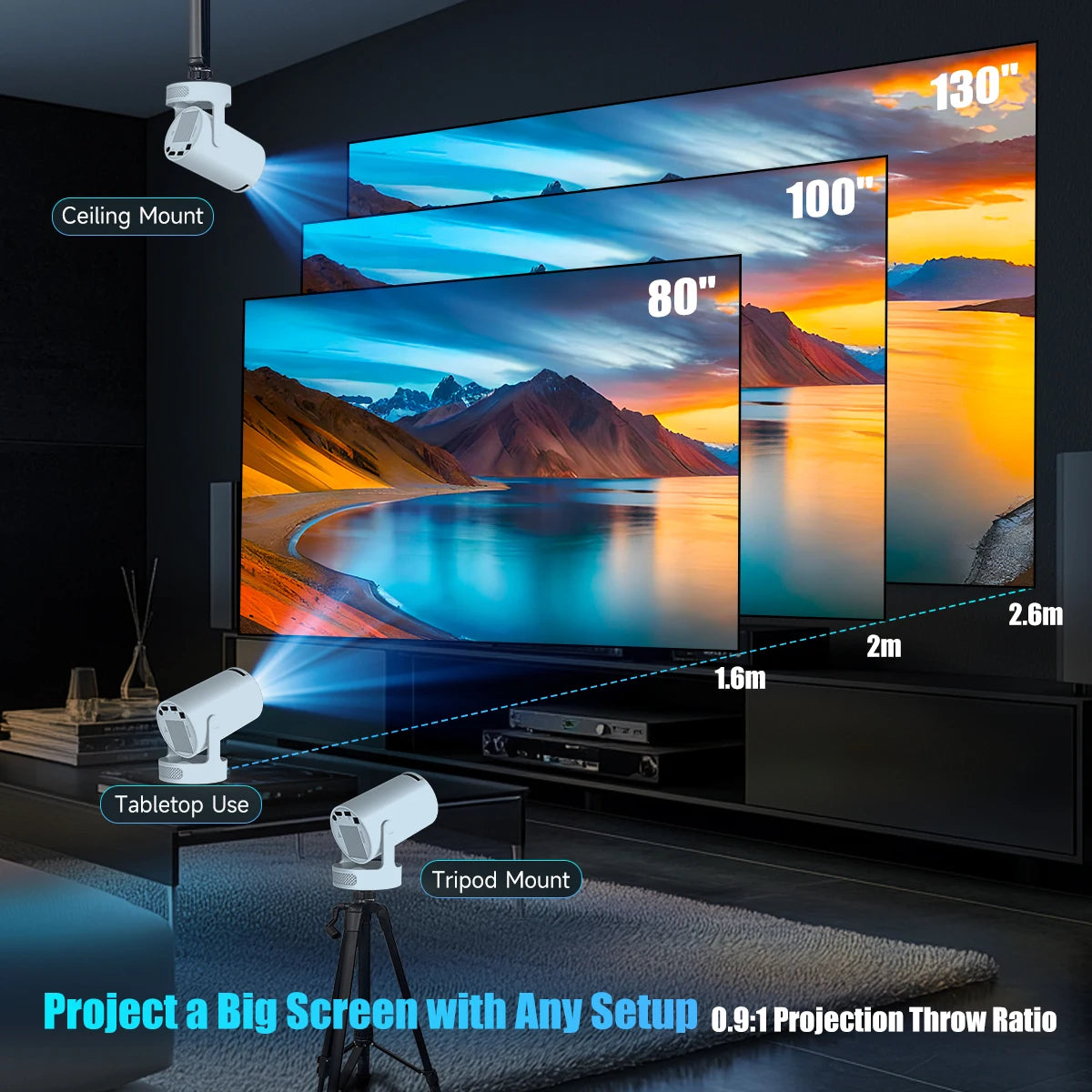 Mini projector displaying HD visuals on screen setup – Lynda Kay’s Shop
