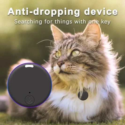 “Bluetooth GPS tracker attached to pet collar or bag for anti-lost tracking.”