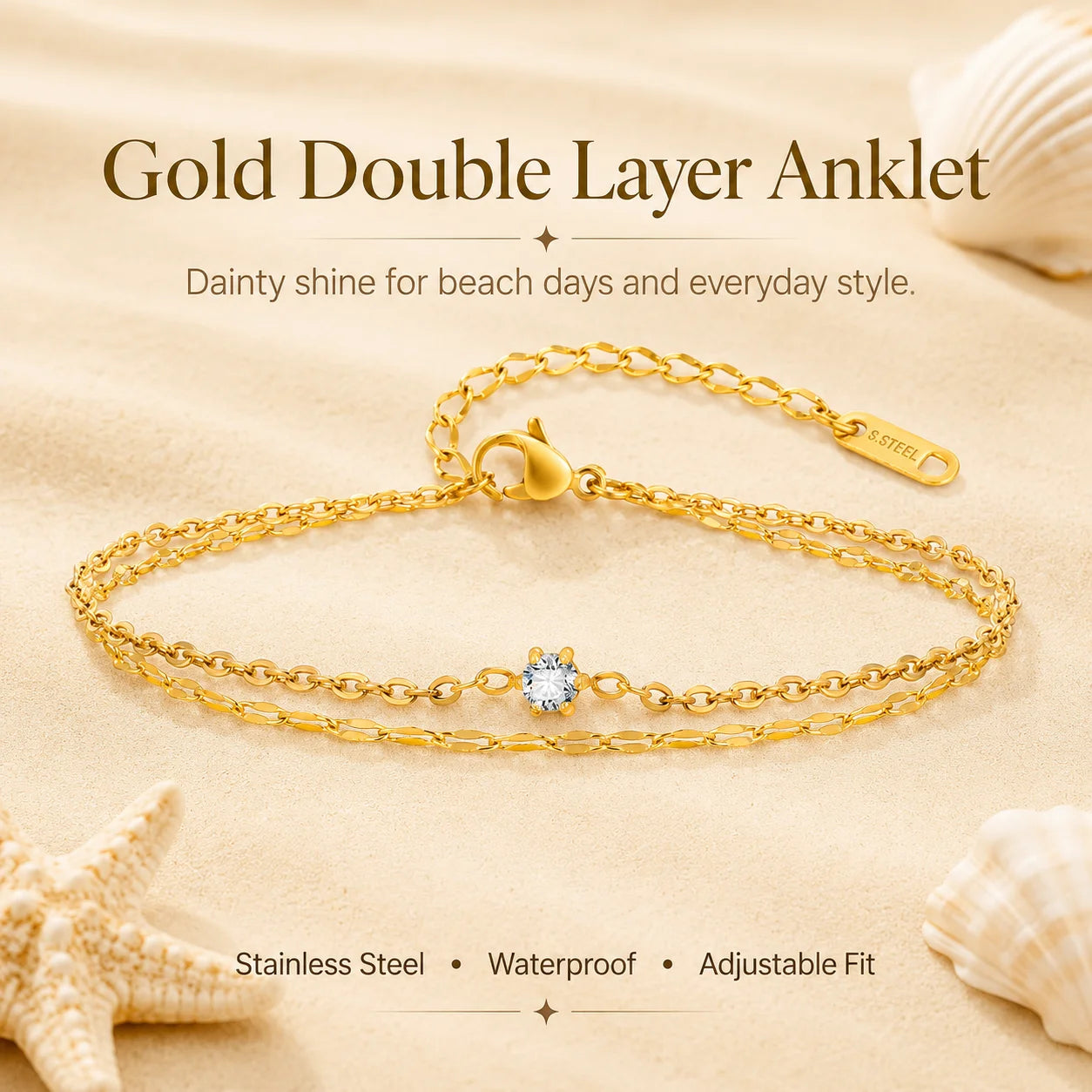 Lynda Kay’s Gold-Plated Layered Anklet Bracelet