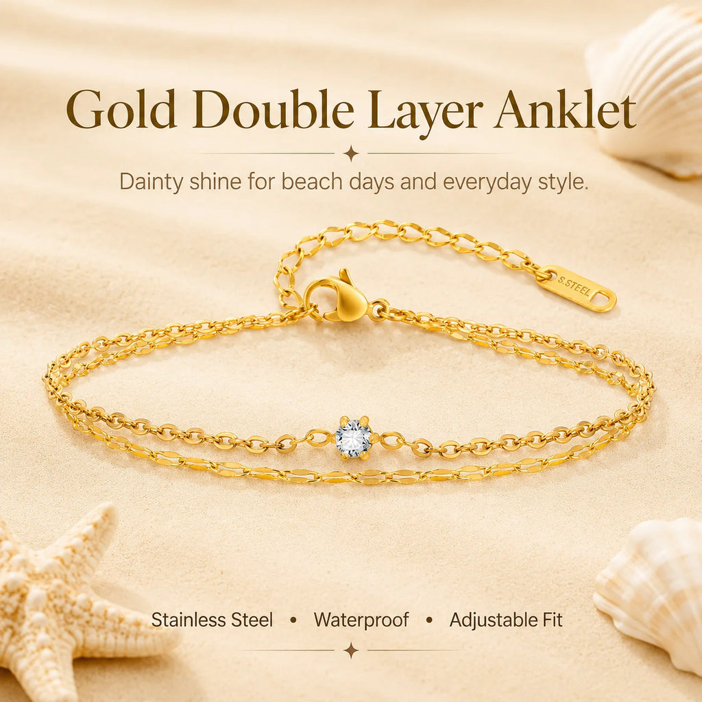 Lynda Kay’s Gold-Plated Layered Anklet Bracelet