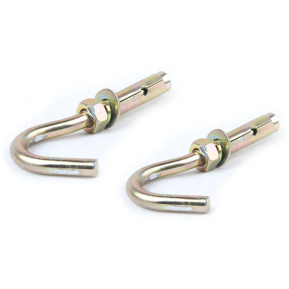 Two metal U-bolts on a white background