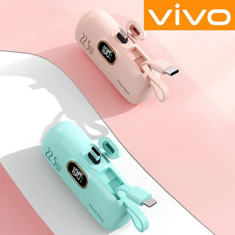 VIVO Capsule Power Bank – 30000mAh Fast-Charge Portable Mini Charger with Digital LED Display