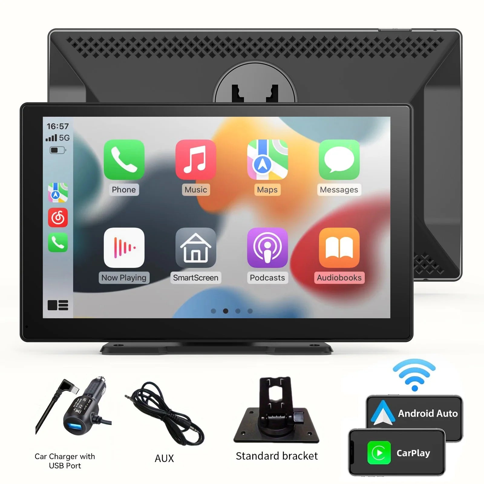Full accessory set for wireless CarPlay screen including mount and power cable – Lynda Kay’s Shop