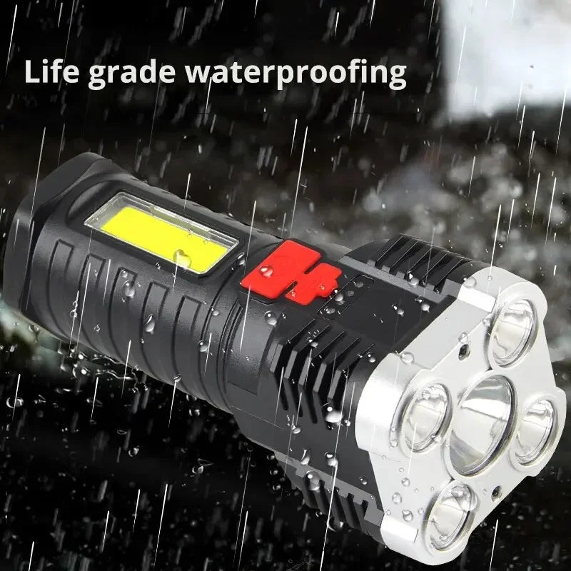 LED work light with 'Life grade waterproofing' text on a dark background