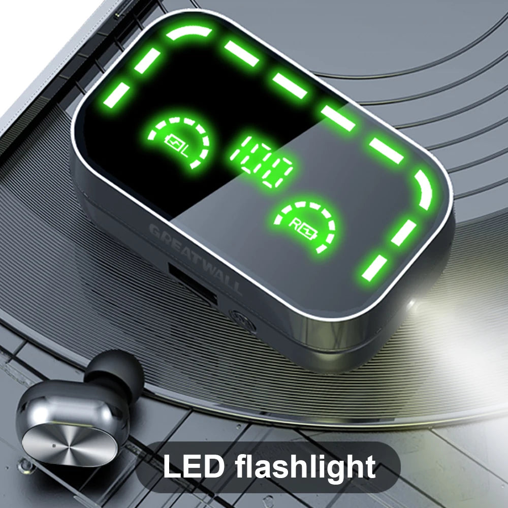 Digital device with green LED display on a metallic surface, featuring an LED flashlight.