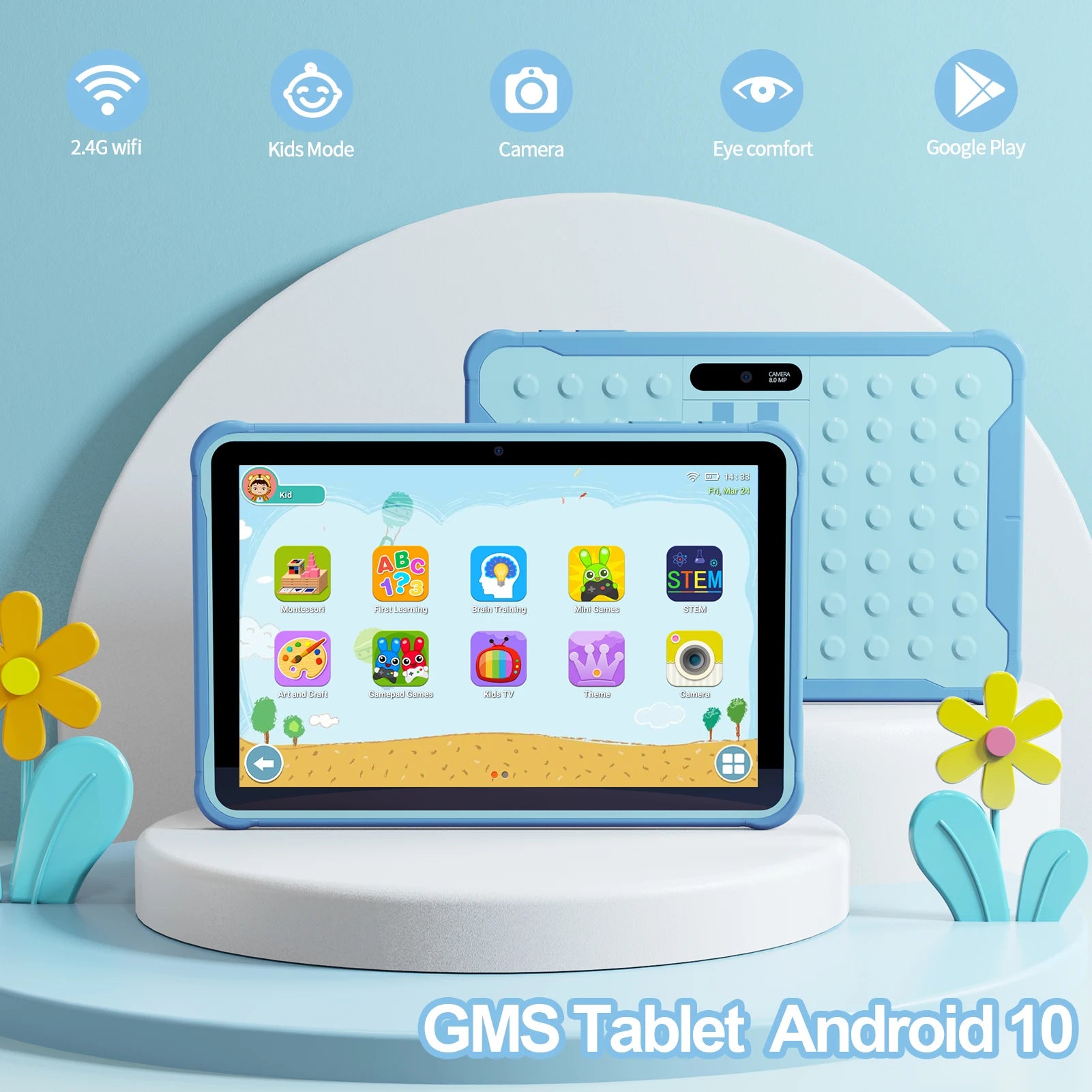 “Android kids tablet with parental controls and learning apps”