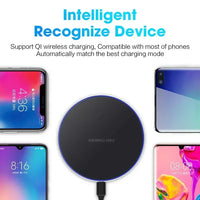 “Wireless charger pad shown in multiple color options.”