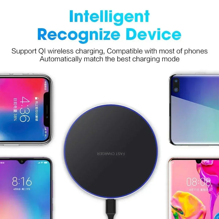 “Wireless charger pad shown in multiple color options.”