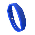 Blue silicone wristband on a white background