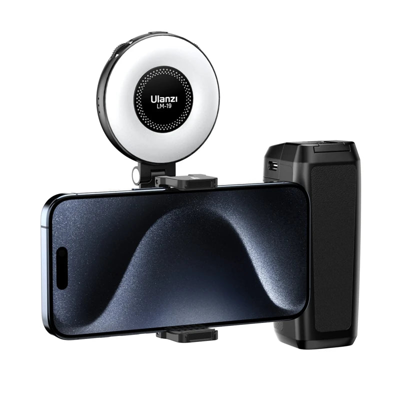 “MagSafe camera stabilizer attached to smartphone showing secure magnetic mount.”