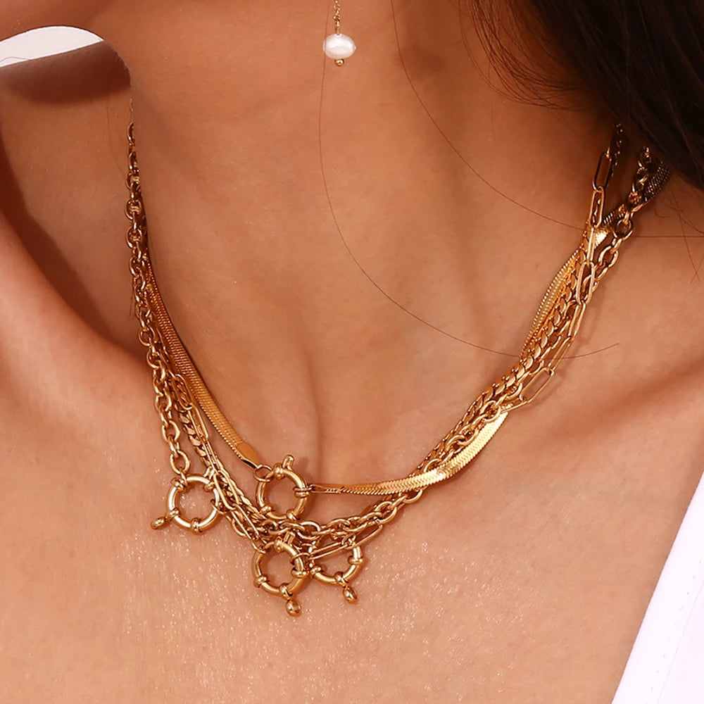 18K gold-plated stainless steel chain necklace