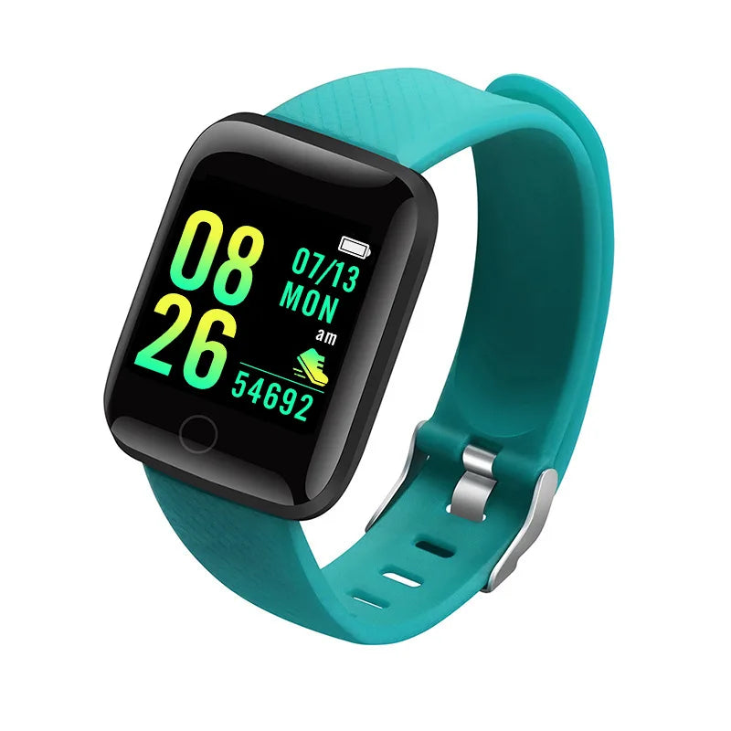 Smartwatch with a turquoise band on a white background