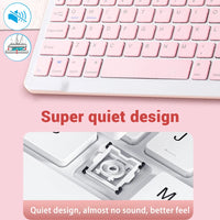 Pink keyboard with a focus on quiet design on a pink background