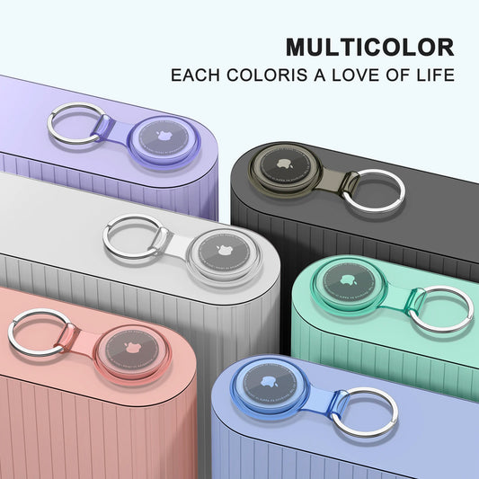 Multicolored phone cases with keychain attachments on a white background.