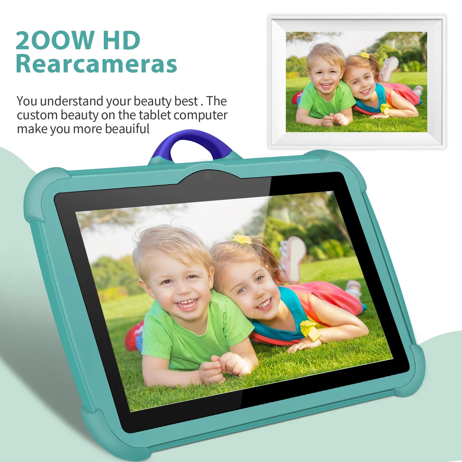 200w HD Rear cameras “Children using android tablet with durable case”