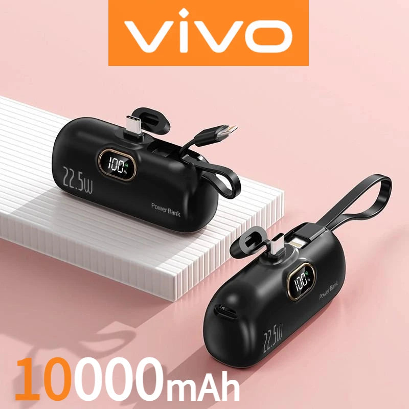 VIVO Capsule Power Bank – 30000mAh Fast-Charge Portable Mini Charger with Digital LED Display