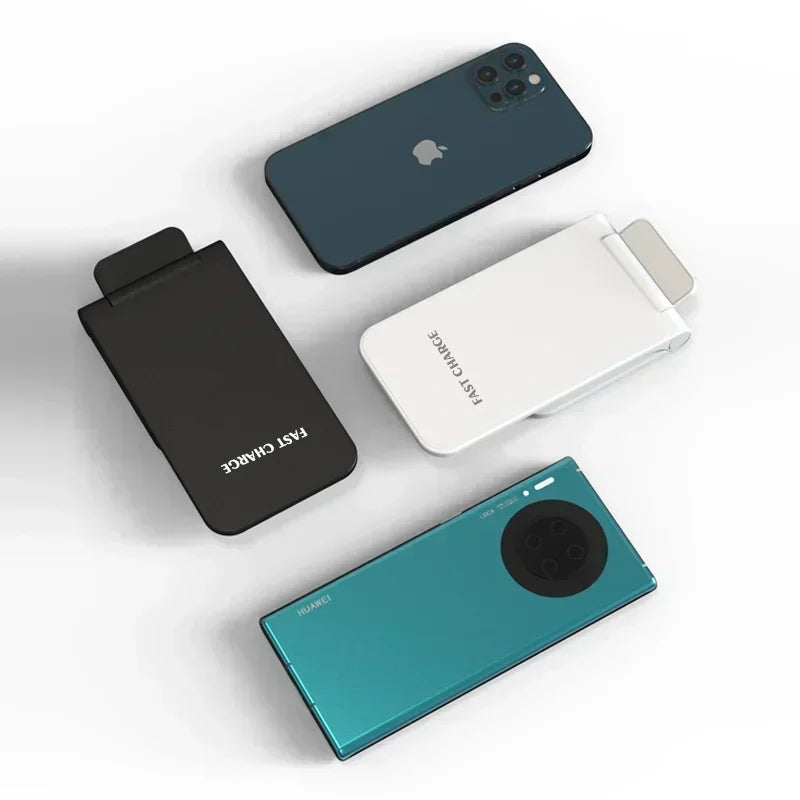 Collection of electronic devices including a phone and two cases on a white background
