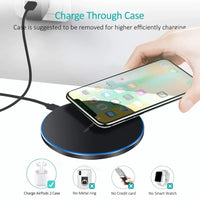 “Phone charging wirelessly on a slim Type-C fast charger.”