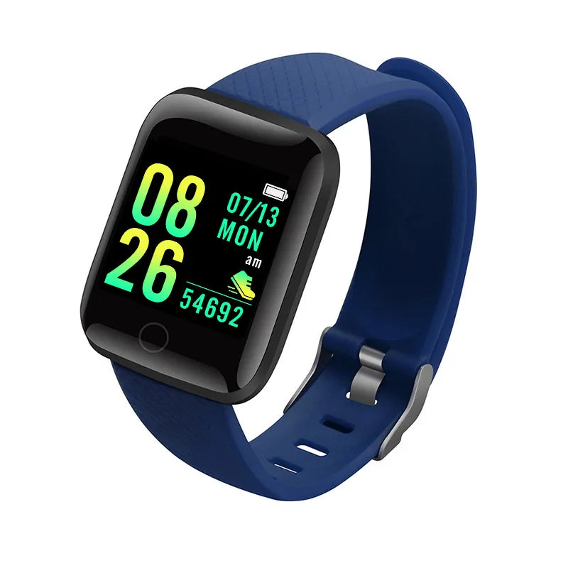Smartwatch with a blue band on a white background