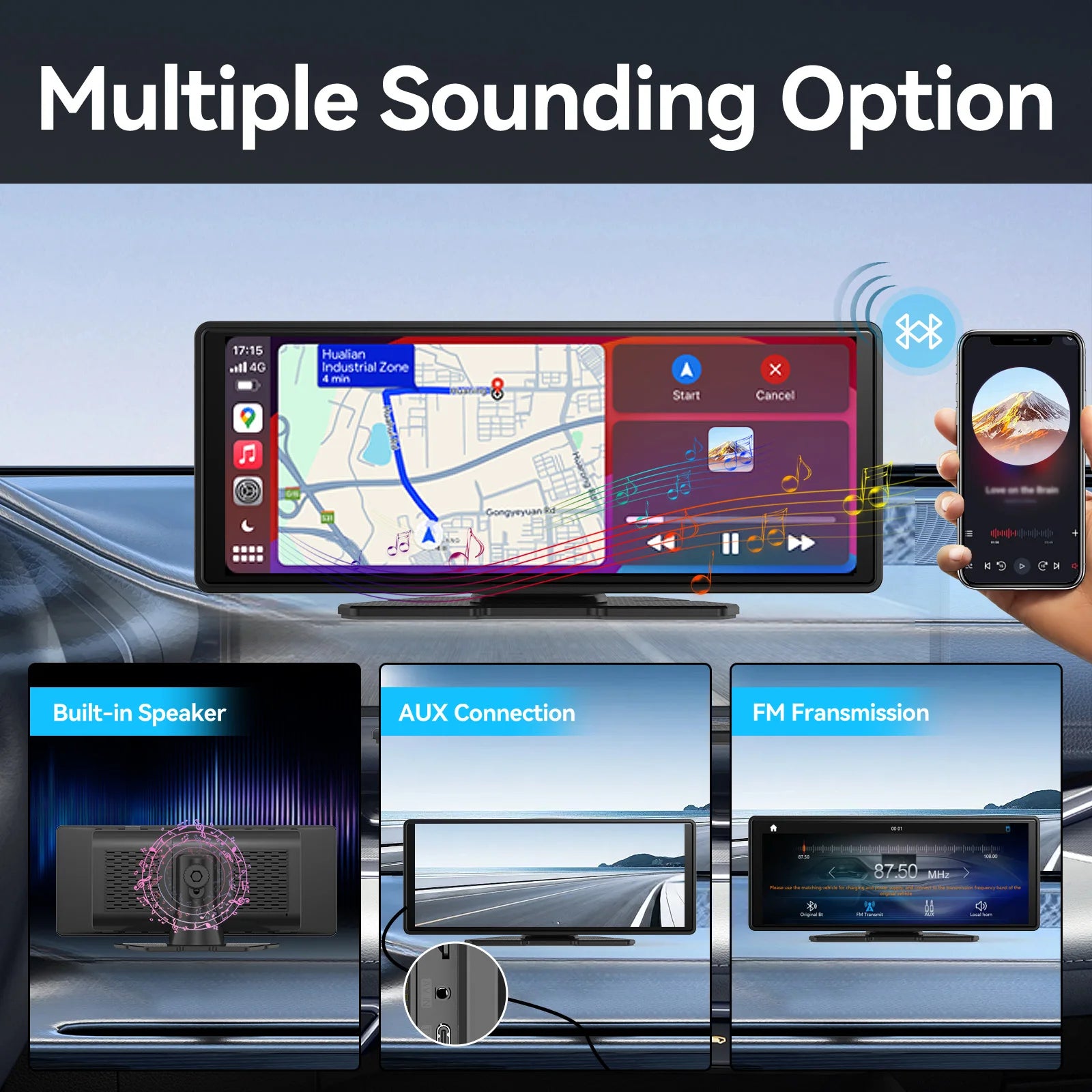 Multiple sound output options shown for wireless car screen system – Lynda Kay’s Shop
