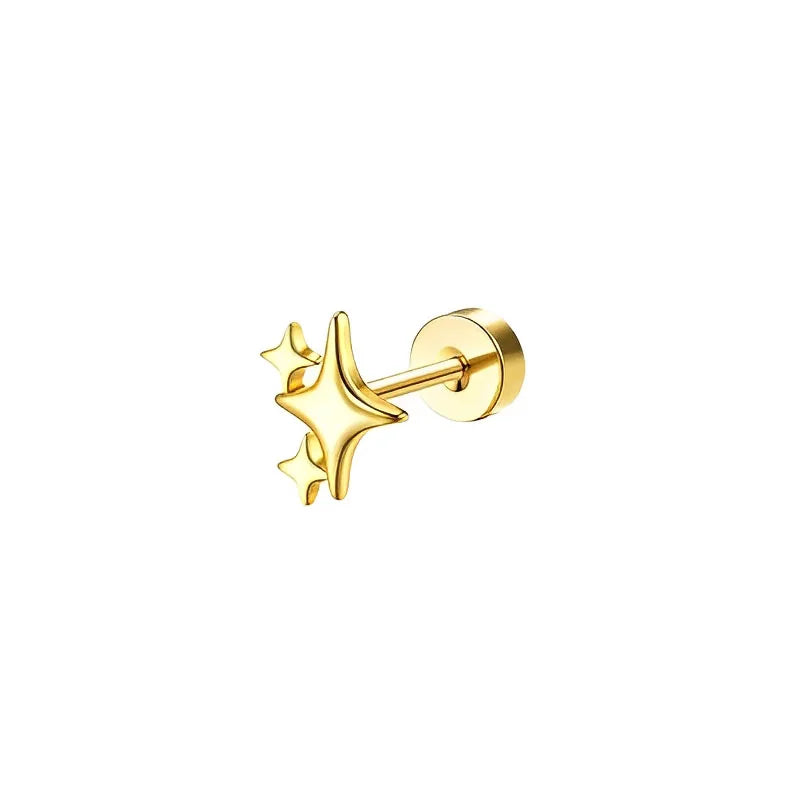 Gold star-shaped earring on a white background