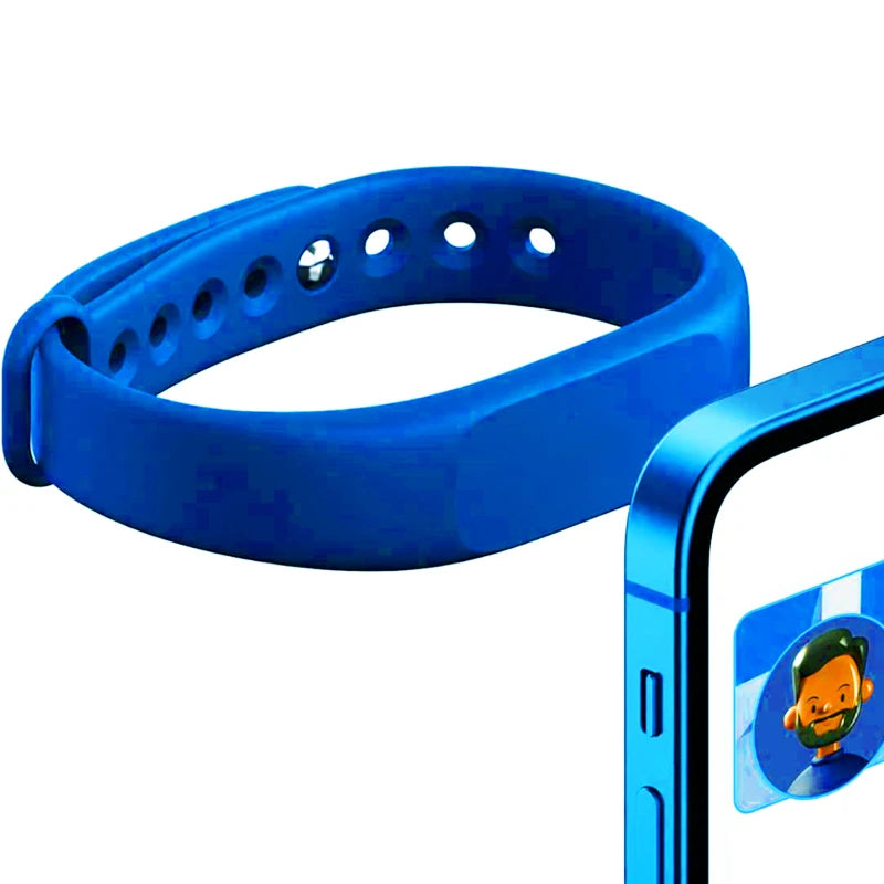 Blue smartwatch band on a white background