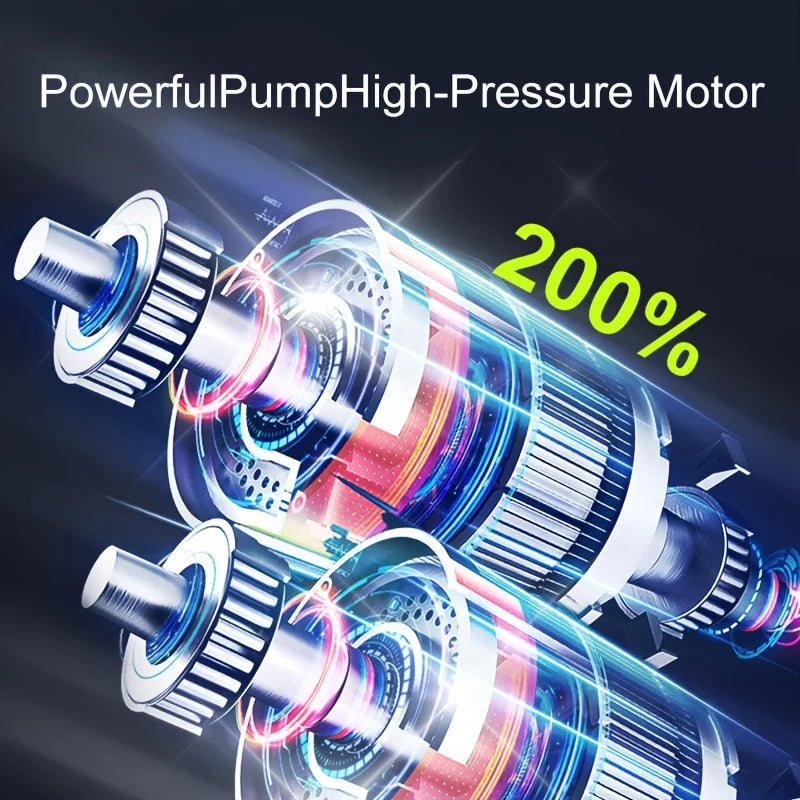 High-pressure motor with '200%' text on a dark background