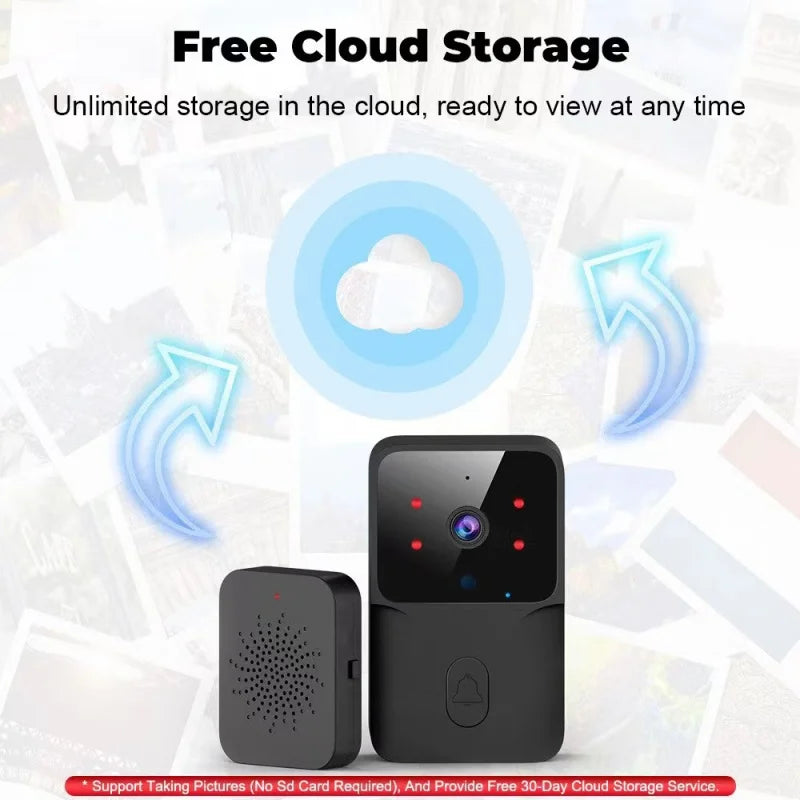 Black electronic device with cloud storage feature on a light background