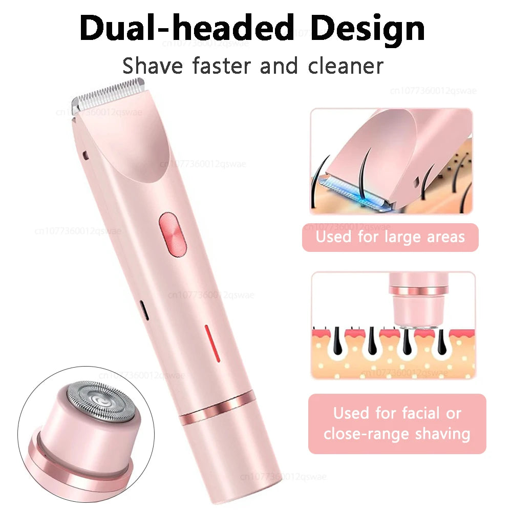Pink electric shaver with dual-headed design on a white background